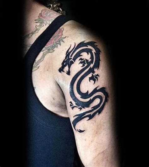 60 Tribal Dragon Tattoo Designs For Men Mythological Ink Ideas