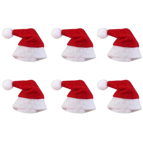 6Pcs Set Mini Christmas Hat Santa Claus Hat Xmas Lollipop Hat Mini