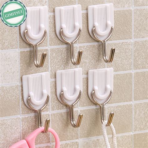 6X Self Adhesive Home Kitchen Wall Door Plastic Stick Holder Hook