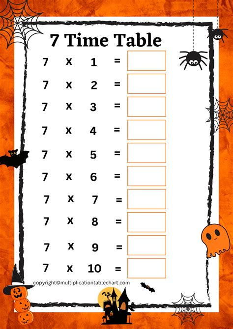 7 Times Table Worksheet For 3Rd 4Th Grade Lesson Planet