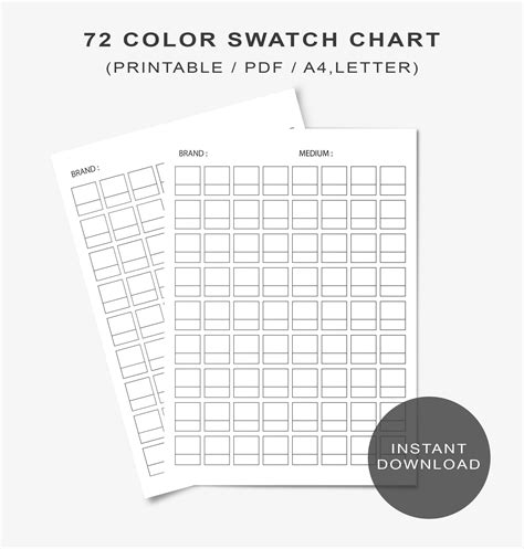 72 Color Swatch Chart