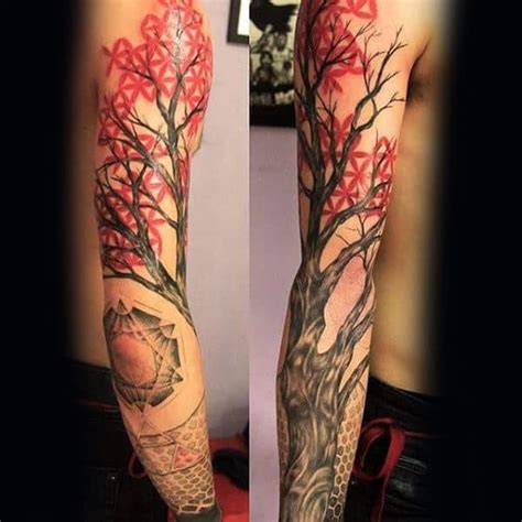 75 Tree Sleeve Tattoo Designs For Men Ink Ideas With Branches Cool