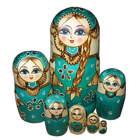 7Pcs Beautiful Wooden Matryoshka Russian Nesting Dolls Babushka Matryoshka Kids Baby Collection