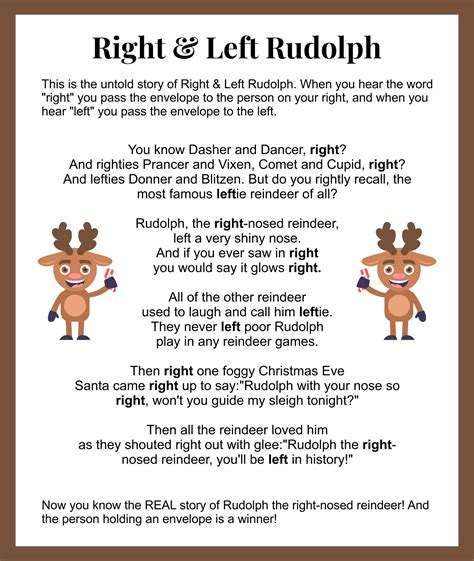 8 Best Images Of Printable Left Right Rudolph Game Printable Right