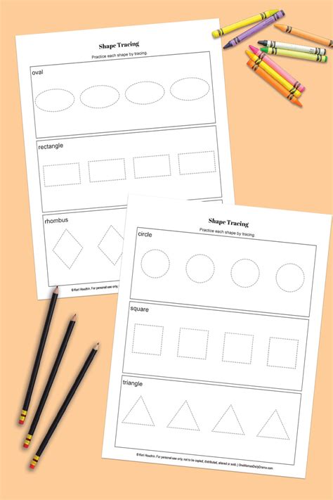 8 Simple Shape Tracing Worksheets Circle Square Triangle And More