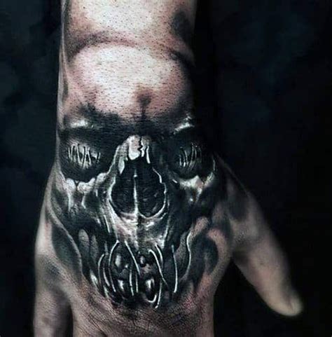 80 Skull Hand Tattoo Designs For Men Manly Ink Ideas