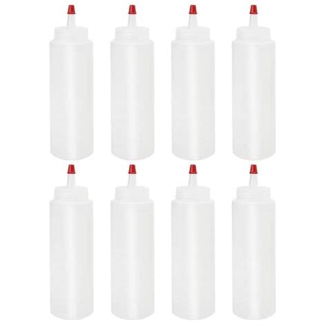 8Pcs 16 Oz Plastic Condiment Dispenser Squeeze Bottles With Cap White