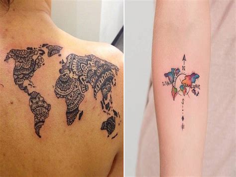 9 Best World Map Tattoo Designs And Ideas Styles At Life