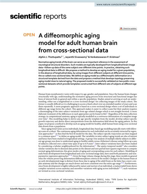 A Diffeomorphic Aging Model For Adult Human Brain From Cross Sectional