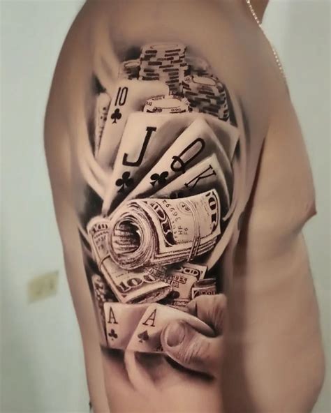 A Man S Arm Covered In Money Tattoos