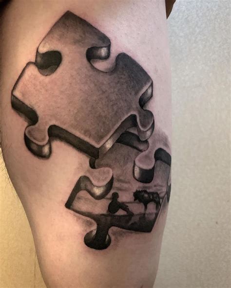 A Piece Of Puzzle Tattoo On The Leg