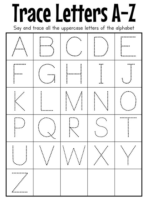 A Z Alphabet Letter Tracing Worksheet Alphabets Capital Letters Tracing