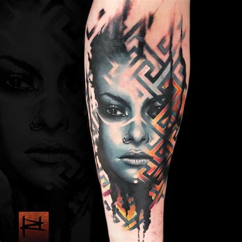 Abstract Portrait Tattoo By Rich Harris Inkppl Best Portrait Tattoo