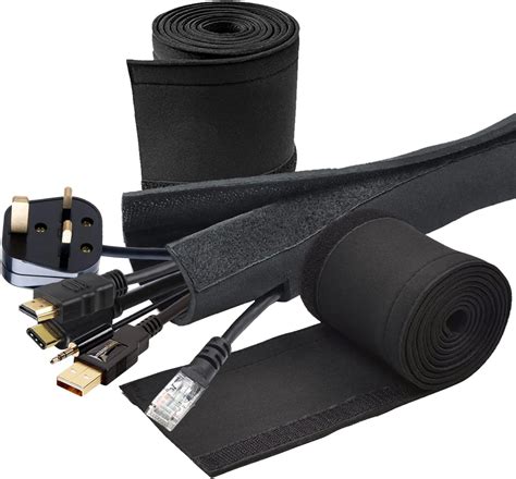 Accufix Black Cable Tidy Sleeve 1 5M Tv Cable Management Sleeve Wire Tidy Cable Sleeve