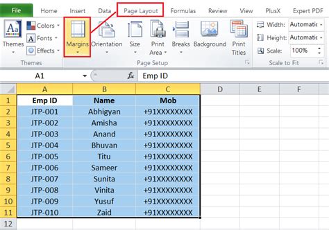 Adjust Margins In Excel Javatpoint