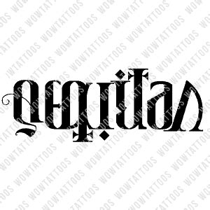 Aequitas Veritas Ambigram Tattoo Instant Download Design Stencil