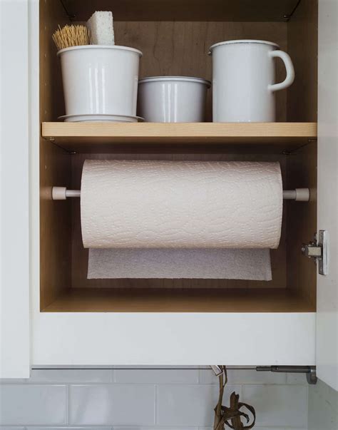 Aha Hack Tension Rod As Paper Towel Holder The Organized Home