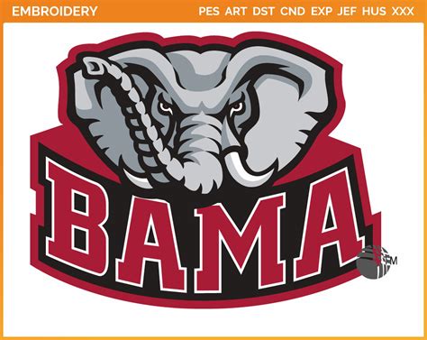 Alabama Crimson Tide College Sports Embroidery Logo In 4 Sizes