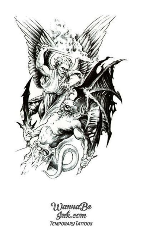 Alchemy Tattoo Arts Angel Fighting Demon Tattoo By Scott Trerrotola