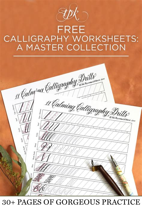 All Of Tpk S Free Calligraphy Practice Worksheets A Master List The