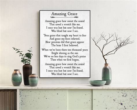 Amazing Grace Lyrics Print Christian Wall Art Amazing Grace Etsy