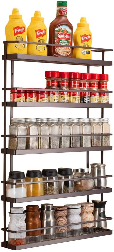 Amazon Com 5 Tier Wall Mount Spice Rack Organizer Pantry Cabinet Door