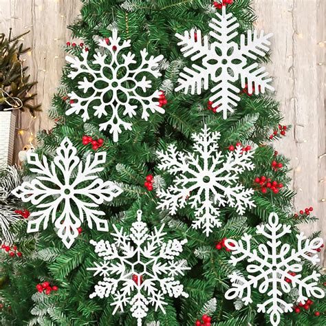 Amazon Com 6Pcs Large White Snowflakes Christmas Ornaments 12 Big