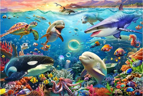 Amazon Com Biorgur Underwater World Jigsaw Puzzles For Kids Ages 4 8 4 6 5 8 8 10 Year Old 100 Piece Ocean Shark Whale Jigsaw Puzzle For Children Learning Educational Puzzles Toys For Boys And Girls Family