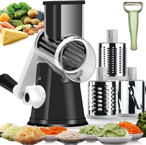 Amazon Com Cheese Grater 5 In1 Rotary Cheese Grater Multi Purpose