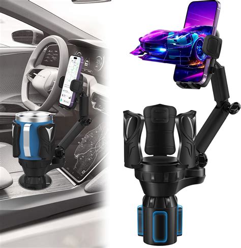 Amazon Com Cup Holder Extender Phone Mount Adjustable For Car With Expandable Base 2 1 Multi