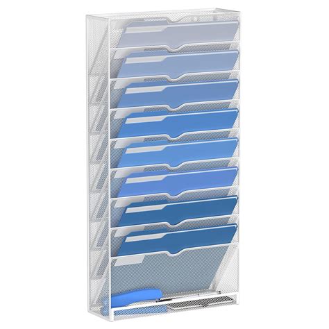 Amazon Com Daltack Wall File Holder 10 Tier Hanging Wall File Organizer For Papers Mails