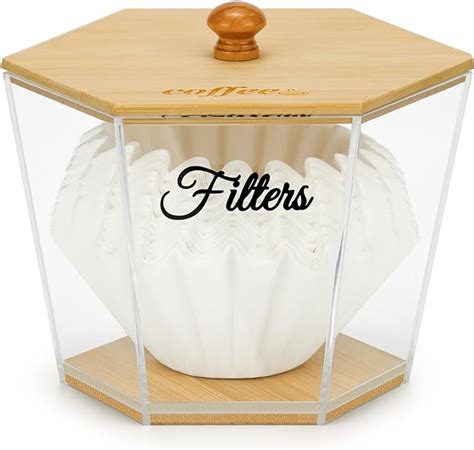 Amazon Com Leazoole Acrylic Coffee Filter Holder Storage With Bamboo