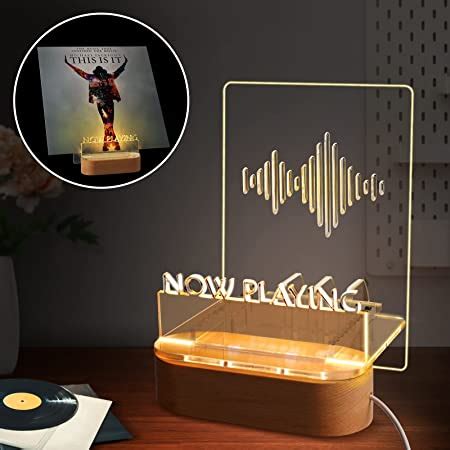 Amazon Com Lighting Now Playing Vinyl Record Stand Wooden Rack With Acrylic Panel Home Amp Kitchen