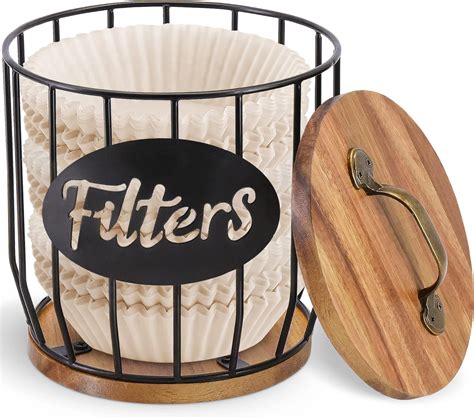 Amazon Com Luneodoki Rustic Coffee Filter Holder With Lid Acacia