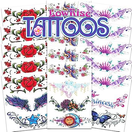 Amazon Com Navel Tattoos For Women 50 Pcs Pre Cut Individual Sexy Lower Back Temporary Tattoos Naughty Bikini Tattoos Bachelorette Party Favors Beauty Personal Care