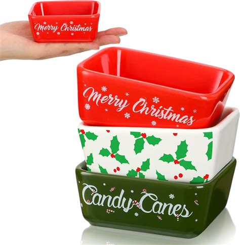 Amazon Com Tanlade 3 Pcs Christmas Sugar Candy Bowl Small Ceramic