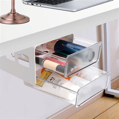 Amazon Com Under Desk Drawer 1Pcs 2 Layers Hidden Self Adhesive