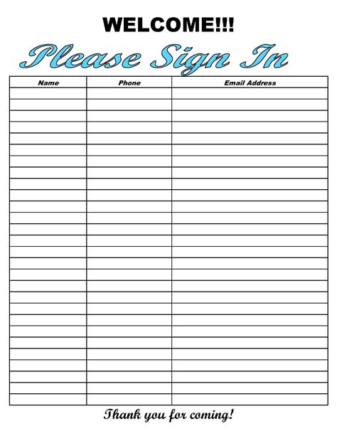 Amp Quot Use This Minimalist Sign In Sheet For All Of Your Needs This Printable Comes With A Nice