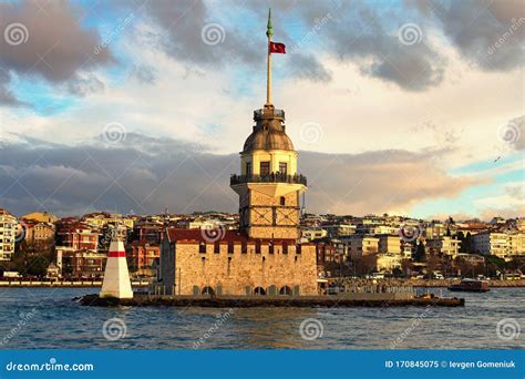 Ancient Maiden S Tower Also Called Leander S Tower Or Tower Of Leandros Against Colorful Vibrant