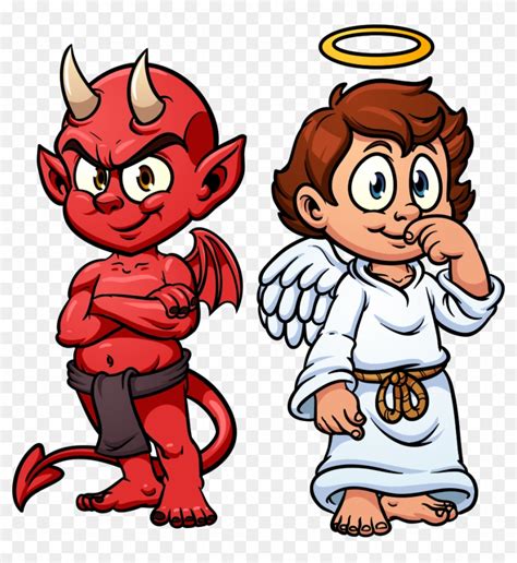 Angel And Devil On Shoulder Cartoon Angel Devil Shoulder Illustrations