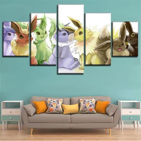 Animation Pokemon Hd Cartoon 5 Panel Canvas Art Wall Decor Canvas Storm