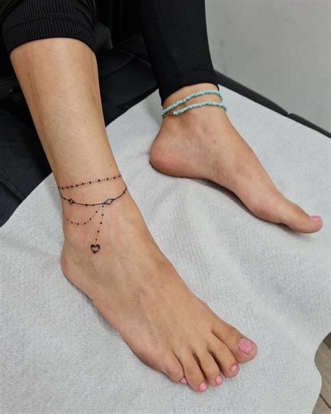 20 Dainty Ankle Bracelet Tattoo Designs