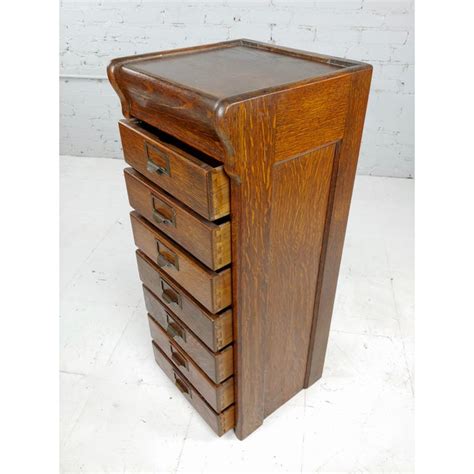 Antique 1930S Oak Mini Filing Cabinet For Letters With 7 Drawers Chairish