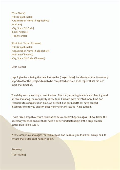 Apology Letter For Missed Deadline Word Amp Excel Templates