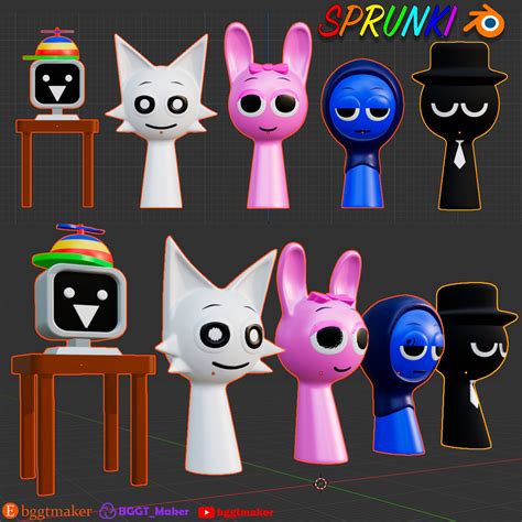 Archivo Stl Incredibox Sprunki Vocals Characters Blender Set 3D