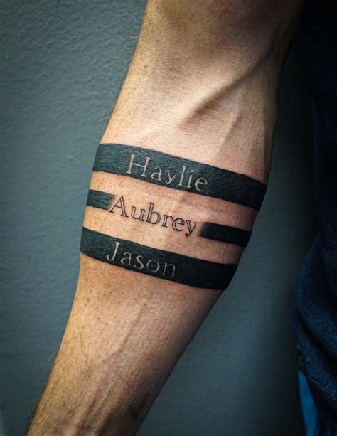 Armband Tattoo With Kids Names Forearm Band Tattoos Band Tattoos For