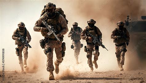 Army Special Forces Running Stock Illustration Illustration Of