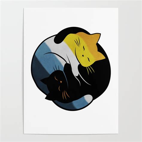 Aroace Yin Yang Cats Poster By Clara Hollins Society6