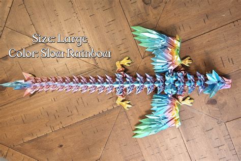 Articulated Crystal Winged Dragon 3D Printed Flexi Fidget Etsy