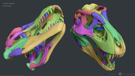 Artstation Tyrannosaurus Rex T Rex Skull Bones Sculpture Game Assets